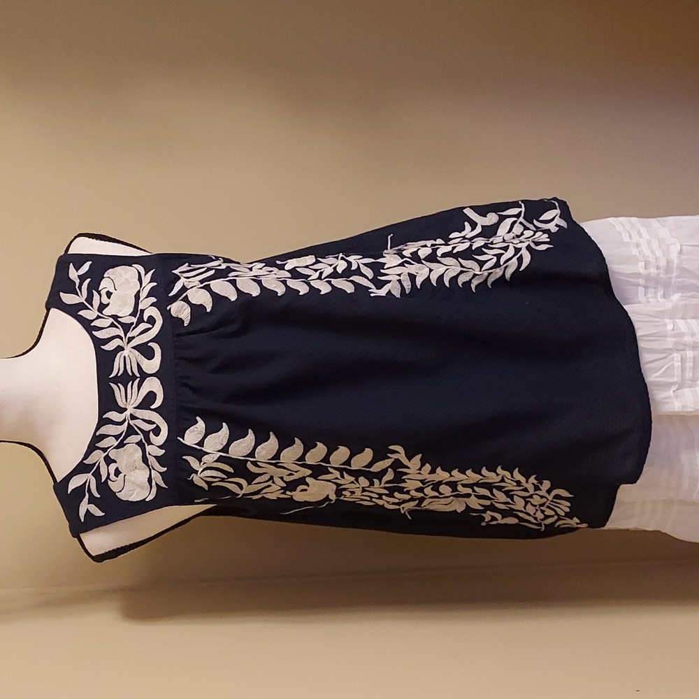 Lucky Brand Midnight Blue Textured Blouse